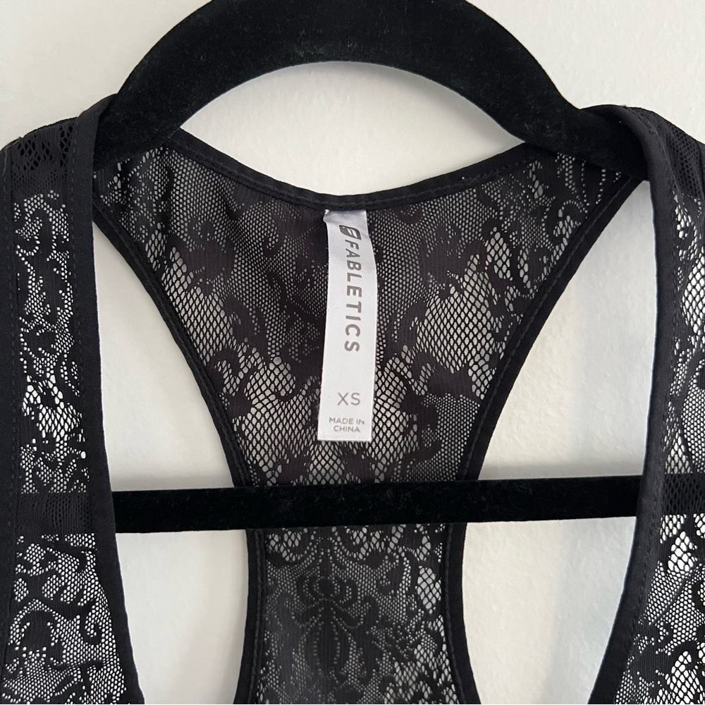 Fabletics Black Floral Lace Orchard Racerback Tank Top Size XS - Picture 6 of 9